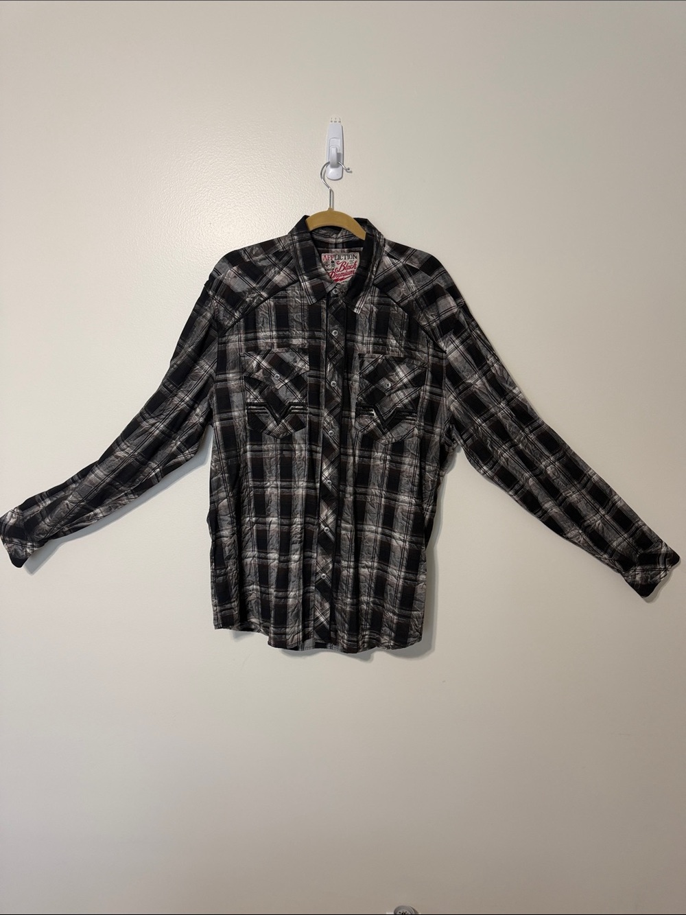 Affliction Black & White Plaid Button-Down Shirt